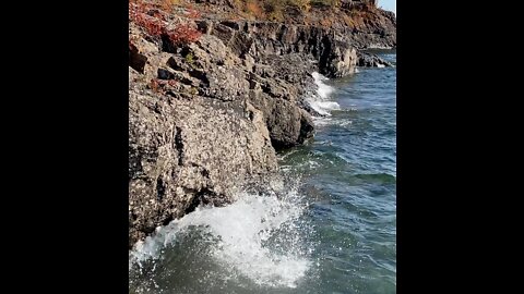 Lake Superior bashing against the shore