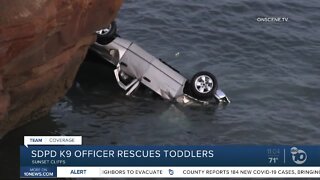 Officer saves family after dad plunges truck over cliff into ocean