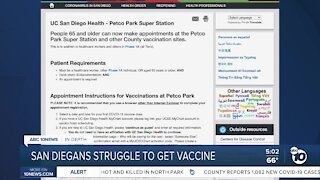 San Diegans struggle to get vaccine
