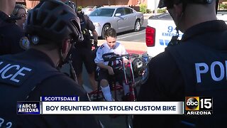 Boy reunited with stolen custom bike