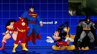 Justice League Members (Batman, Superman, Flash, And Wonder Woman) VS Mickey Mouse In An Epic Battle