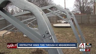 Strong winds toss carport over Kansas City home Thursday