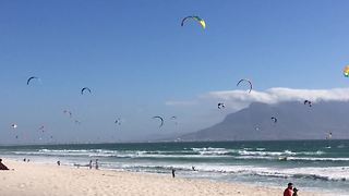 Incredibly massive gathering of kite surfers in Cape Town