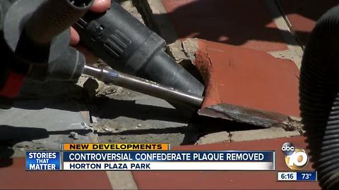 Controversial confederate plaque removed fom Horton Plaza