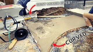 How to Pour a Concrete Front Porch Sidewalk (DIY Curved Concrete Sidewalk)