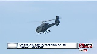 One man taken to hospital after helicopter crash