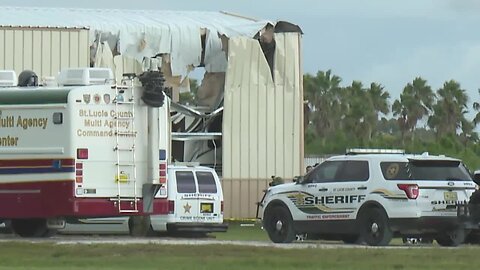 Video shows damage to building after small plane crash