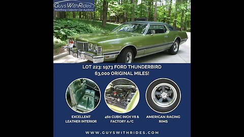 1973 Thunderbird For Sale at Auction. Watch this Walk-Around and Startup Video and Place Your Bid!