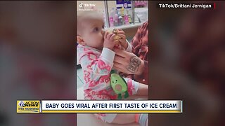 Baby goes viral after first taste of ice cream