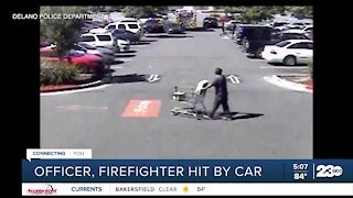 Video: Officer, firefighter hit by car