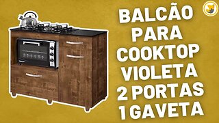 Balcão Para Cooktop e Forno Violeta 2 Portas 1 Gaveta