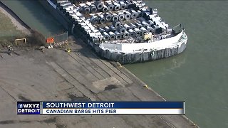 Canadian barge hits pier in Detroit