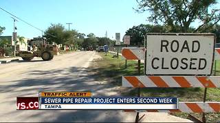 Sewer pipe repair project enters second week