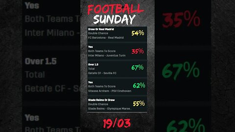 Sunday 19/03 Football Predictions including Serie A, Bundesliga, La Liga & more #bettingtips #shorts