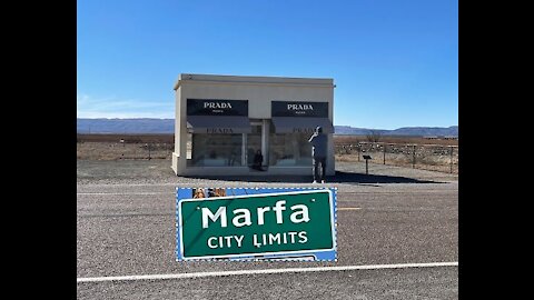 Prada Marfa Texas Ground and Aerial Drone Video 4K