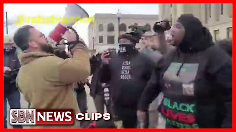 Brave Patriot Bullhorns "BLM is a Terrorist Organization" in Kenosha in front of BLM - 5064