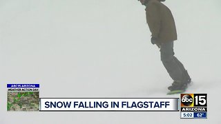 Snow falling in Flagstaff