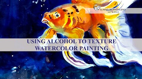 Easy goldfish portrait in watercolor: negative painting and using salt for texture