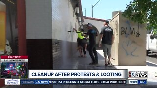 Downtown Vegas cleaned up after night of protests