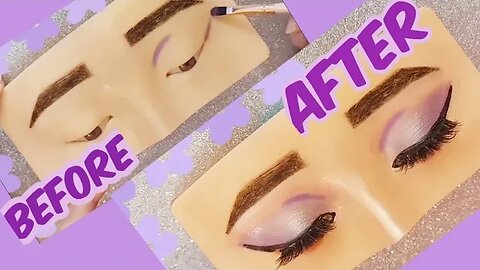 Purple shimmer eye look on eye dummy | Eye makeup dummy for practice | makeup tutorial step by step