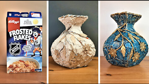 How to turn a Cereal Box into a Flower Vase that looks like Ceramic