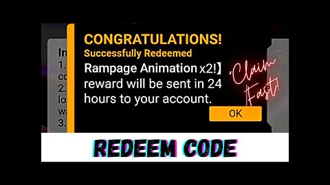 REDEEM CODE OF RAMPAGE ANIMATION ❤️