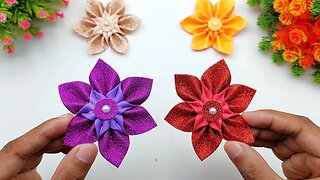 DIY Glitter Foam Flower Making || How to Make Paper Flowers || Glitter Foam Paper Crafts