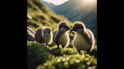 The little kiwis are so lively. Let's take them to patrol the mountains to find fun.