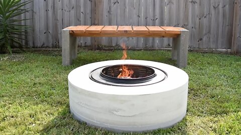 Making A Concrete FIRE PIT | from a washing machine drum