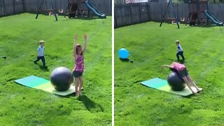 Innovative Kid Uses Stability Ball To Perform Back Handspring