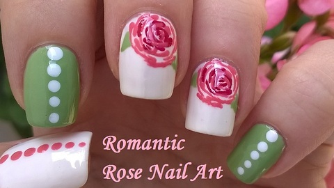 Romantic pastel rose nail art