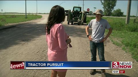 Witness captures slow speed tractor chase