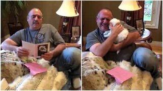 Grieving man is surprised with a new family member