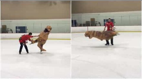 T-rex on ice pulls off acrobatics in California