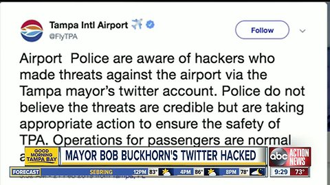 Tampa Mayor Bob Buckhorn's Twitter account hacked weeks before mayoral election; police say threats not credible