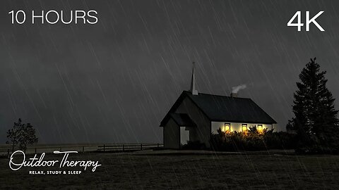 Stormy Night at a Quaint Little Church on the Plains | Thunder and Rain Sounds Ambience | 10 HOURS