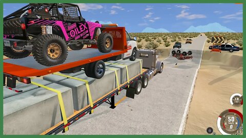 TruckFails | Cars vs Giant Pit #02 | BeamNG.Drive |TrucksFails