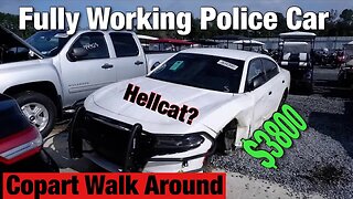 Copart Walk Around, Fully Working Police Car with Hellcat Parts? Live Auction and More