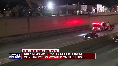 Southbound Lodge closed at 7 Mile in Detroit after retaining wall collapse