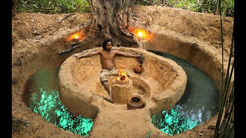 Primitive Jungle: Build New Underground Living Area and Swimming Pool Start From Scratch