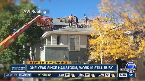 Roof repairs ongoing one year after damaging Colorado hailstorm
