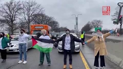 Hamas Sympathizers Stop Traffic At JFK Airport In New York