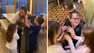 Excited kids get long awaited puppy surprise