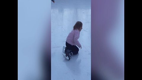 Cute Little Girl has Trouble Ice Skating