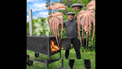 Fried a Sea Octopus on a Homemade Grill! Mediterranean Cuisine