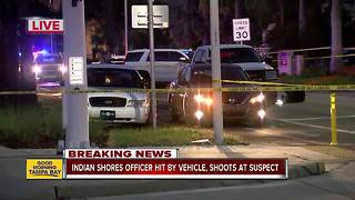 Indian Shores officer hit by vehicle, shoots at suspect