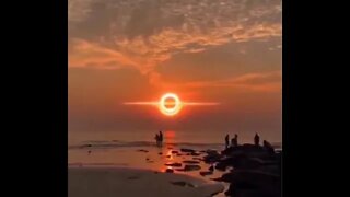 This is an Annular Solar Eclipse, a rare type of Eclipse