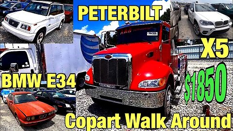 Peterbilt, BMW E34, X5, SRT, Copart Walk Around