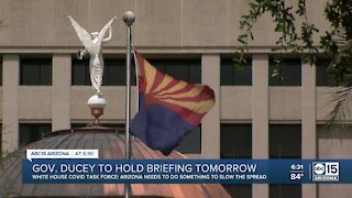 Governor Ducey to hold briefing Wednesday about COVID-19 response