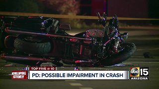 Impairment suspected in crash between car and motorcycle in Phoenix